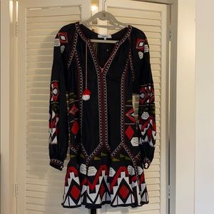 MARCH11 Linen Embroidered Long-Sleeve Dress NWT
